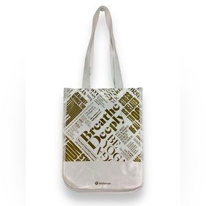 Lululemon White Anniversary Reusable Snap Tote